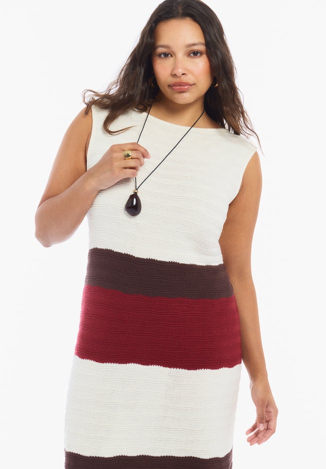 Colorblock Crochet Knit Maxi Dress image number 2