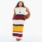 Colorblock Crochet Knit Maxi Dress image number null