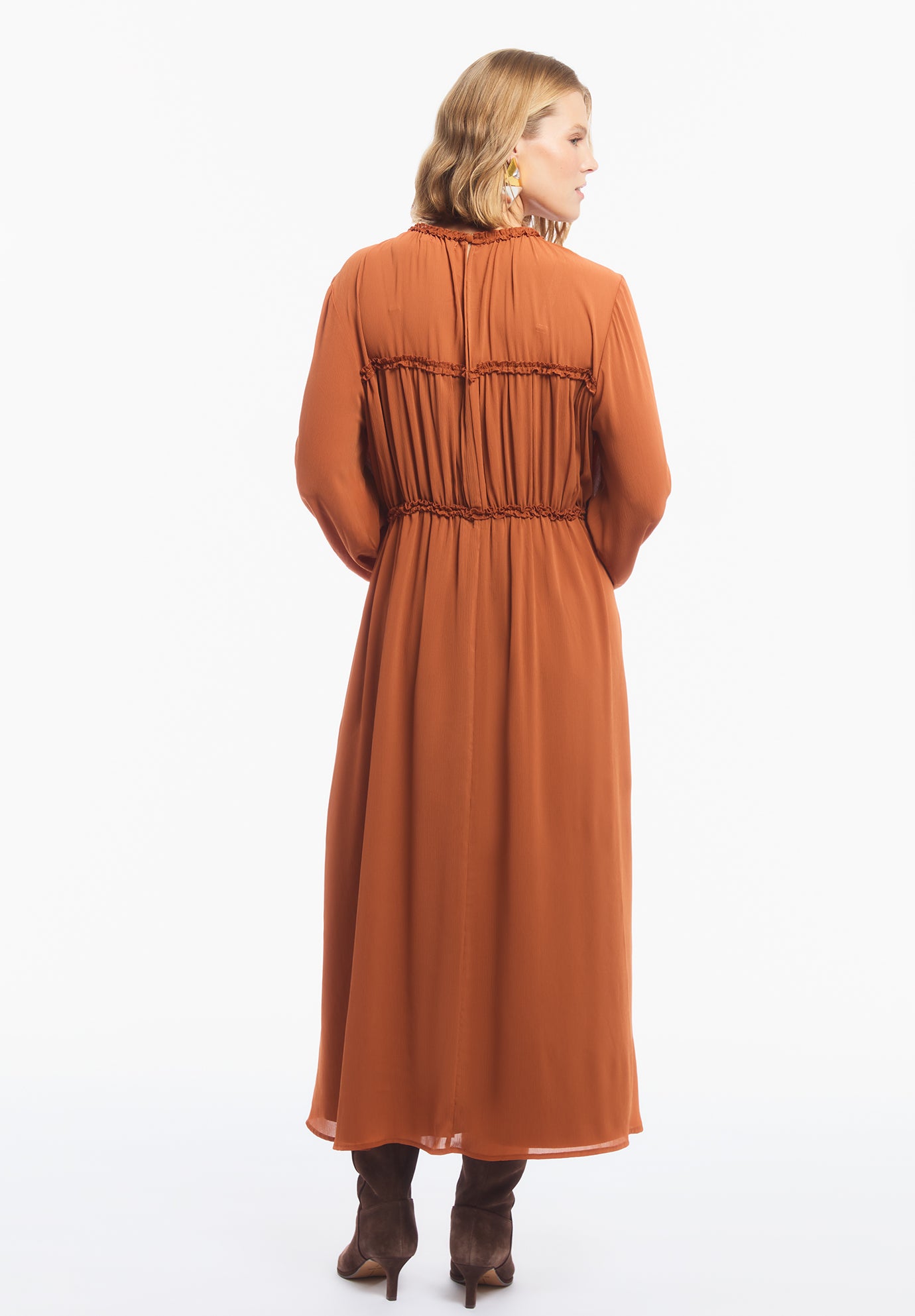 Shirred Chiffon A-Line Maxi Dress image number 1