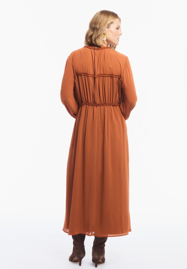 Shirred Chiffon A-Line Maxi Dress image number 1