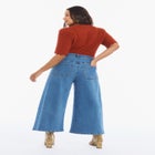 Wide-Leg Denim Culotte image number null