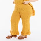 Fringe Trim Pointelle Knit Pant image number null