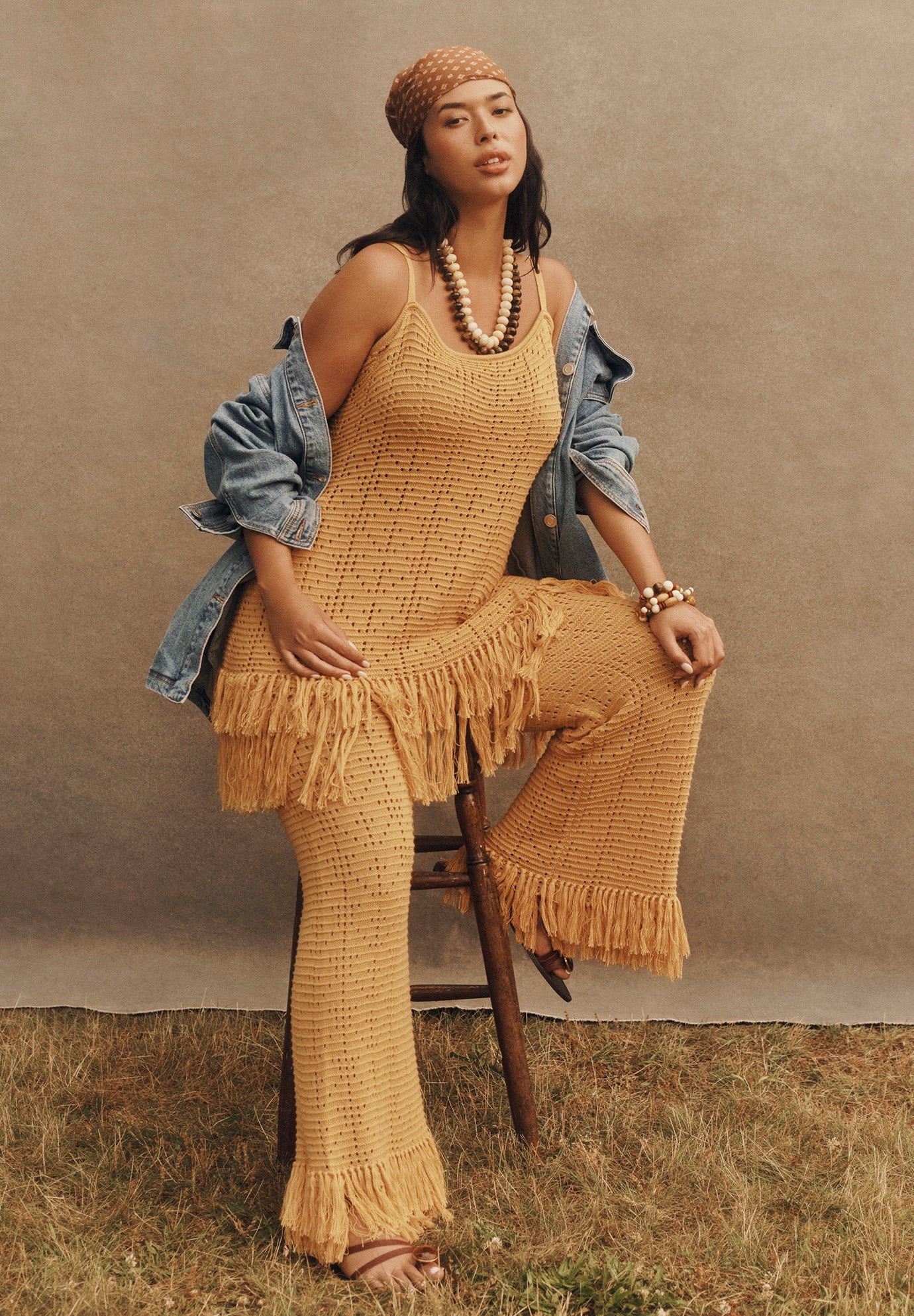 Fringe Trim Pointelle Knit Pant image number 4