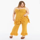 Fringe Trim Pointelle Knit Pant image number null