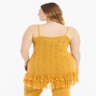 Fringe Trim Pointelle Knit Tunic image number null