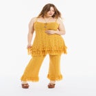 Fringe Trim Pointelle Knit Tunic image number null