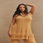 Fringe Trim Pointelle Knit Tunic image number null