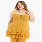 Fringe Trim Pointelle Knit Tunic image number null