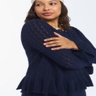 Pointelle Peplum Sweater image number null