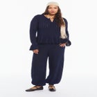 Pointelle Peplum Sweater image number null