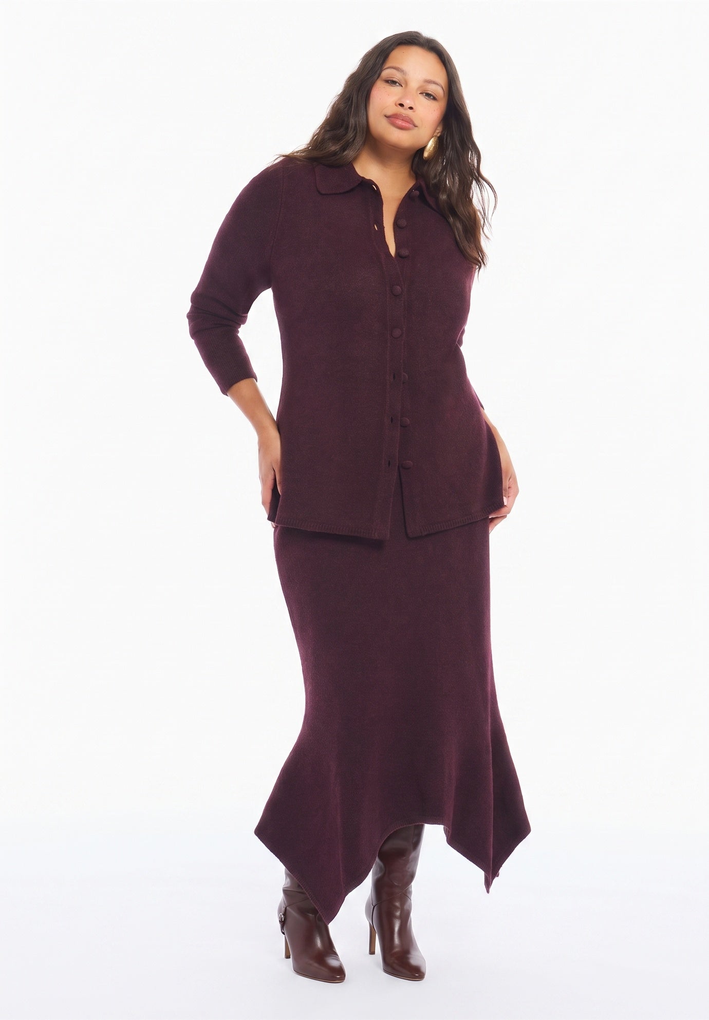Button-Up Intarsia Knit Longline Cardigan image number 0