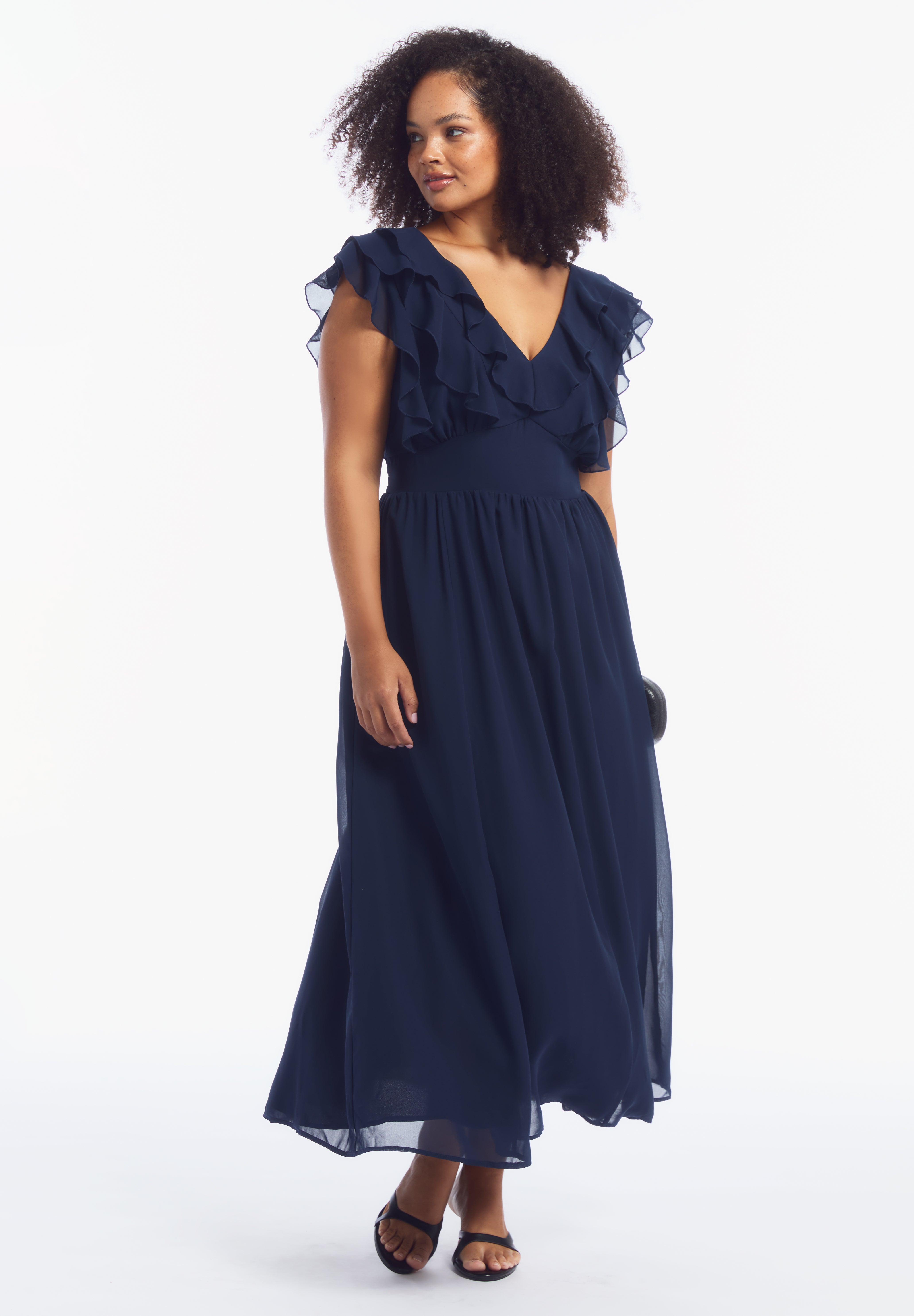 Ruffled Chiffon Maxi Dress image number 0