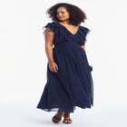 Ruffled Chiffon Maxi Dress image number null