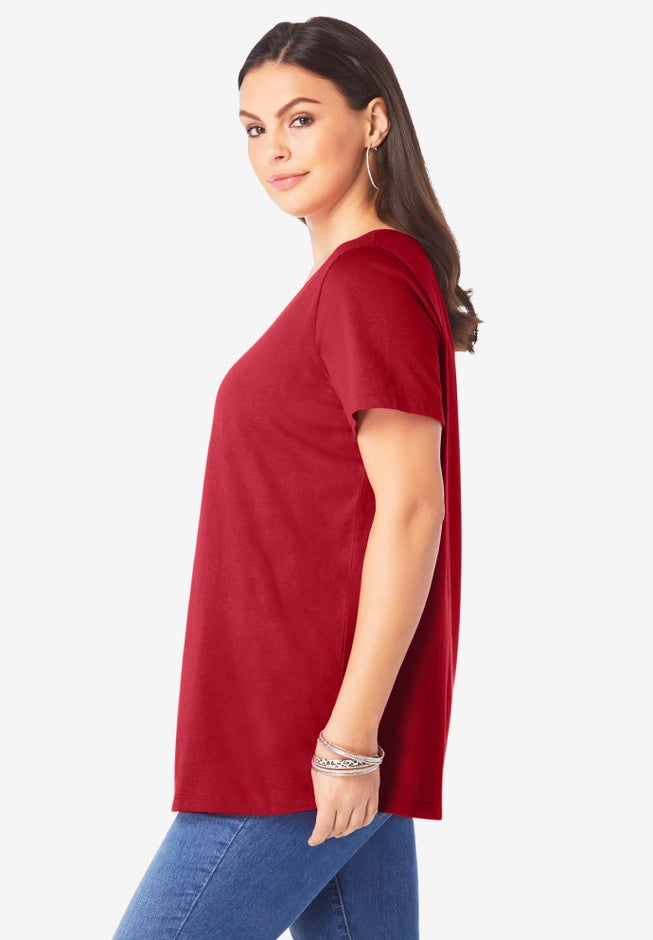 Plus Size Cotton Ultimate V-Neck Tee image number 3