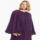 Ruffled Georgette Gown With Cape image number 3