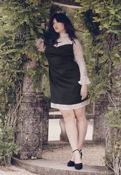 Lace-Trim Satin Mini Dress
