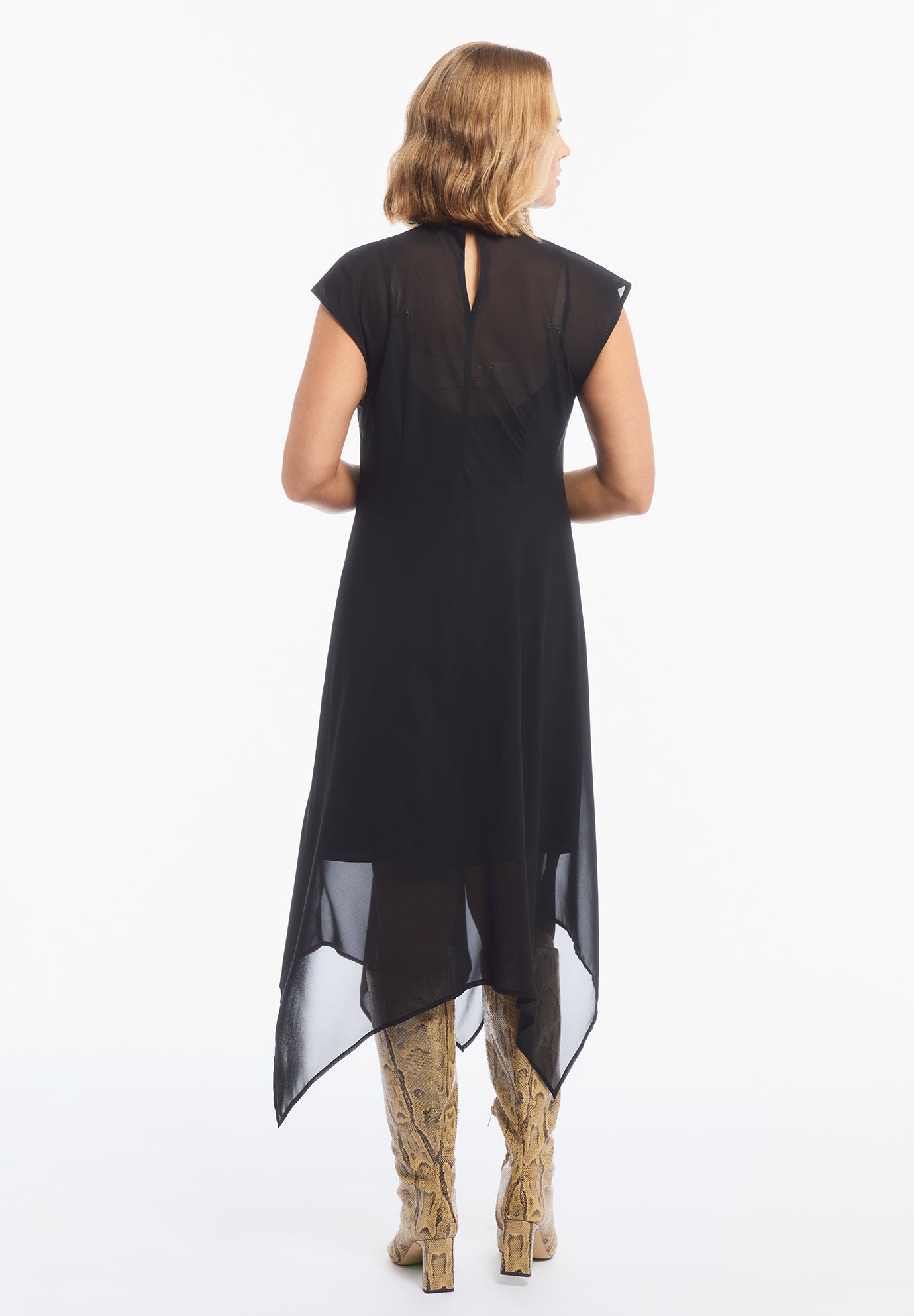 Sheer Handkerchief Hem Maxi Dress image number 1