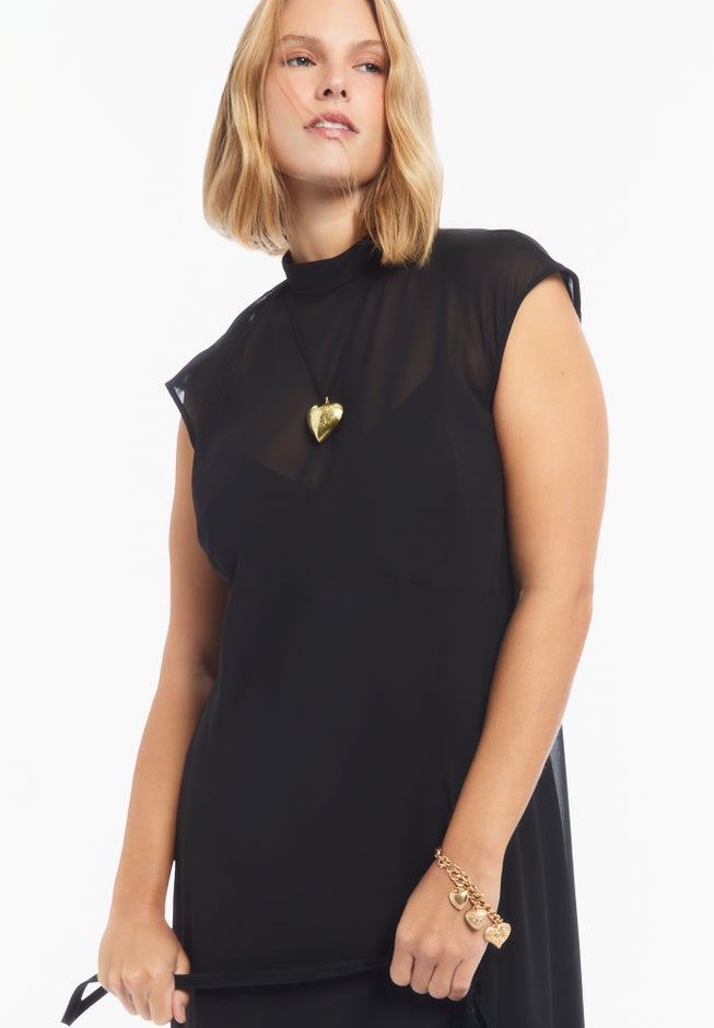 Sheer Handkerchief Hem Maxi Dress image number 3