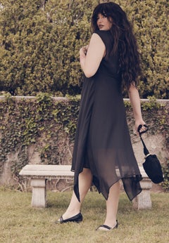 Sheer Handkerchief Hem Maxi Dress