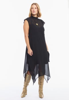 Sheer Handkerchief Hem Maxi Dress