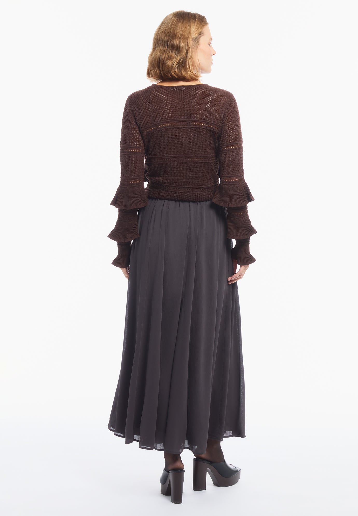 Seamed Chiffon Maxi Skirt image number 2