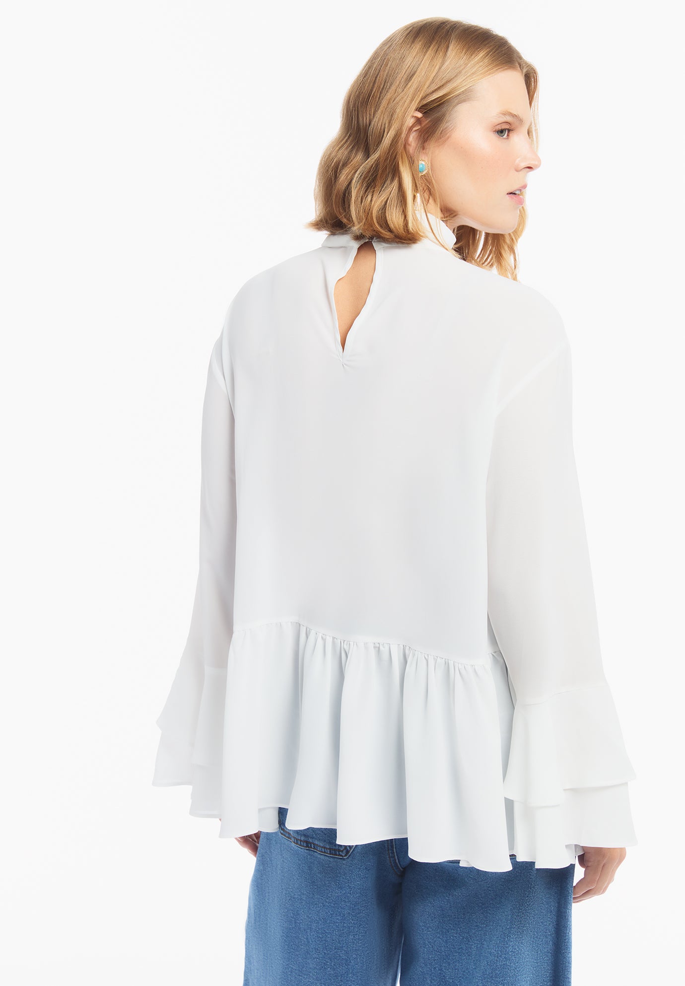 Ruffled Chiffon Long Sleeve Blouse image number 2