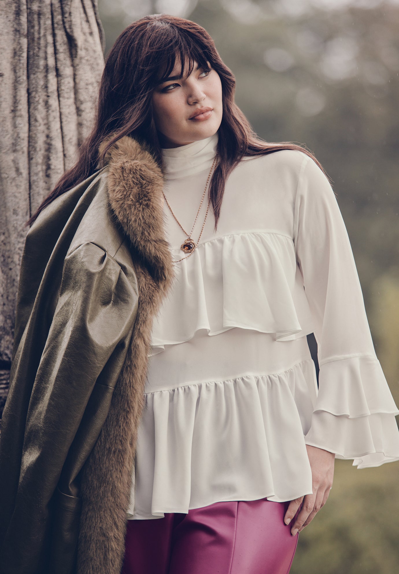 Ruffled Chiffon Long Sleeve Blouse image number 5