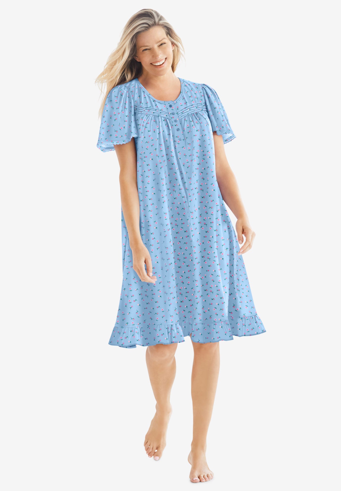 Short Floral Print Cotton Gown image number 0