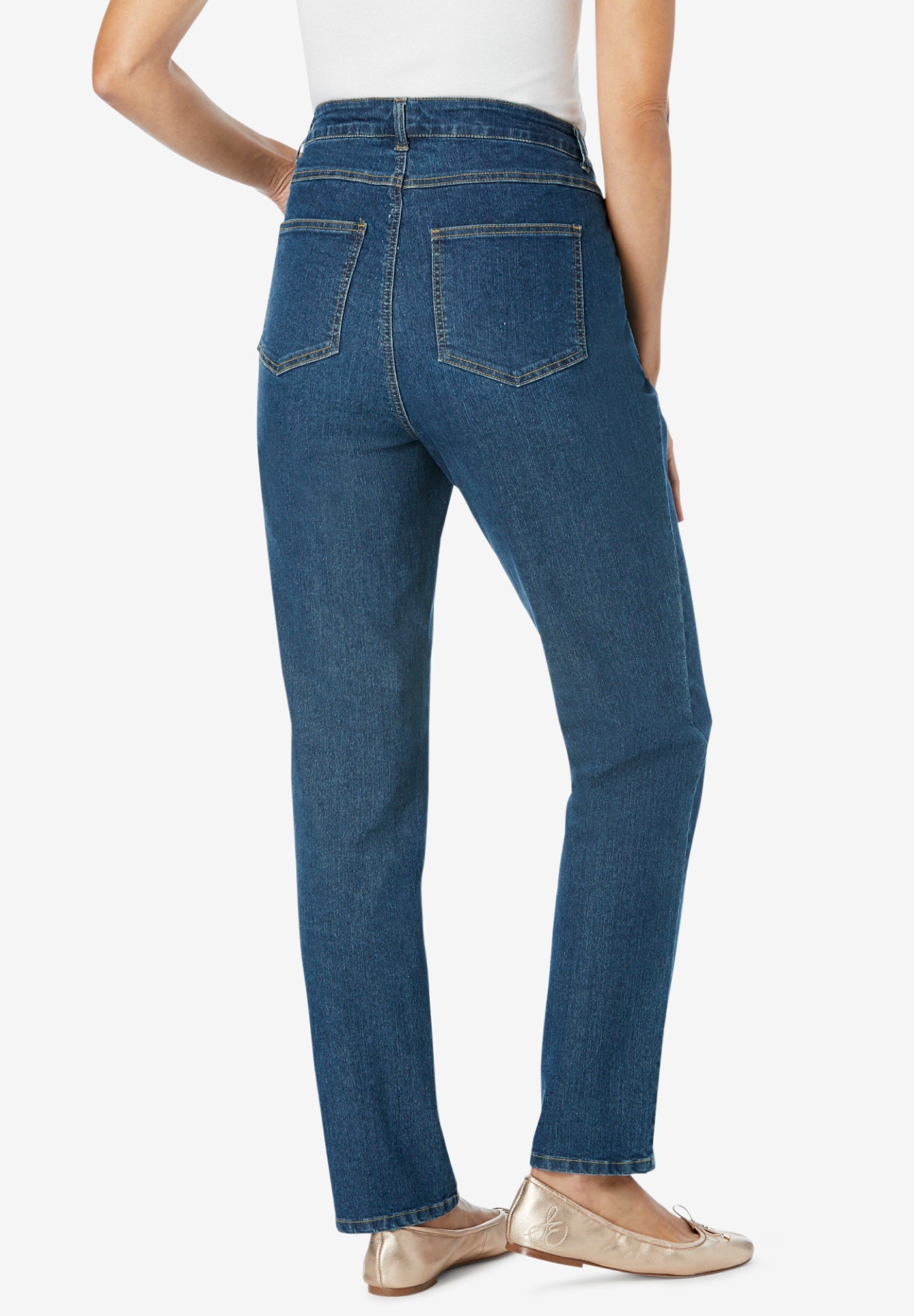 Straight-Leg Stretch Denim Five-Pocket Jeans image number 2