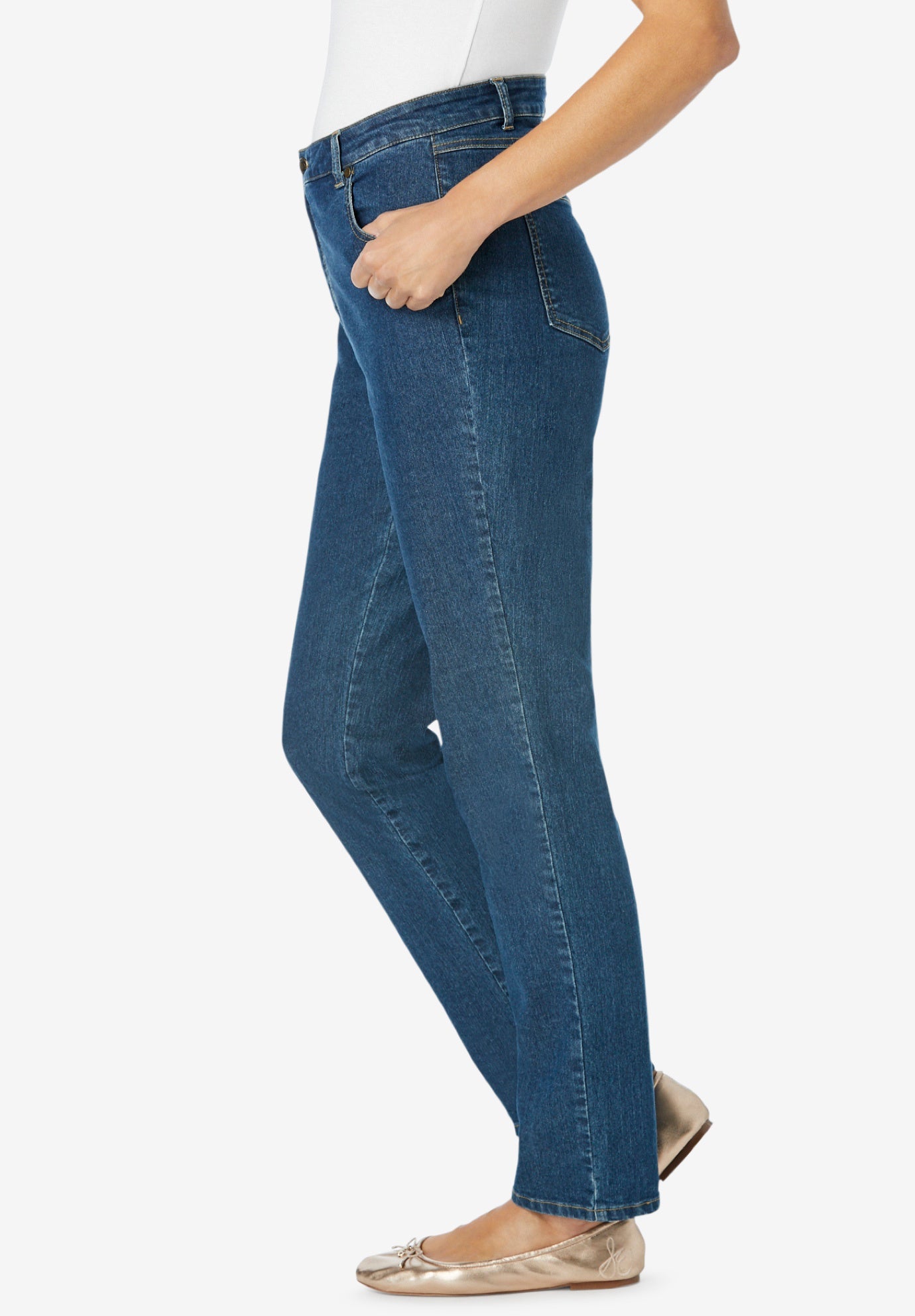 Straight-Leg Stretch Denim Five-Pocket Jeans image number 3