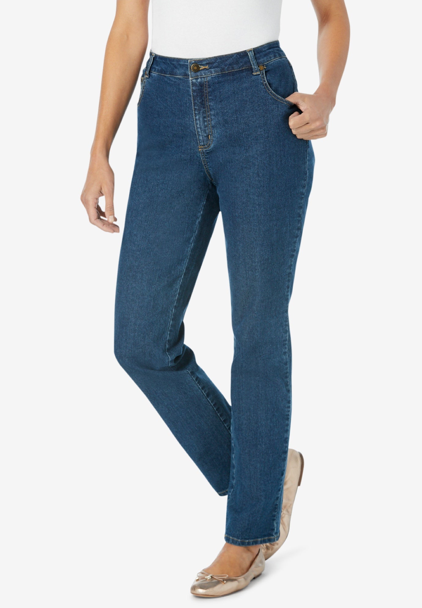 Straight-Leg Stretch Denim Five-Pocket Jeans image number 1