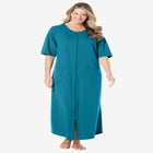 Long French Terry Zip-Front Robe image number null