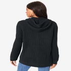 Plus Size Waffle Knit Zip-Front Relaxed Hoodie image number null