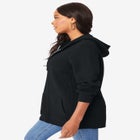 Plus Size Waffle Knit Zip-Front Relaxed Hoodie image number null