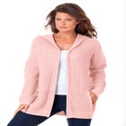 Plus Size Waffle Knit Zip Hoodie image number null